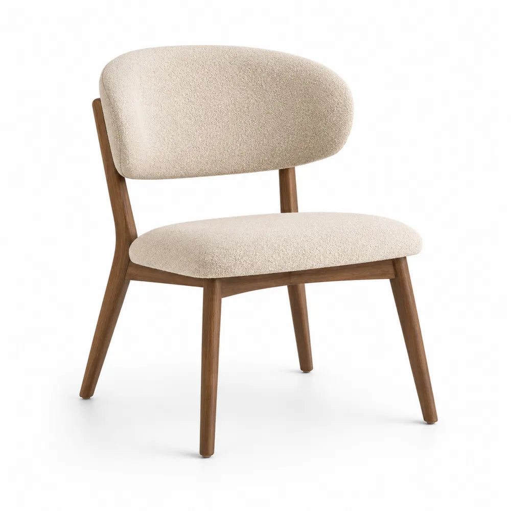 Sedia in legno massello e tessuto beige