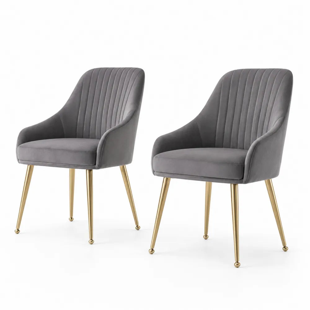 Set di 2 sedie in velluto con gambe in metallo