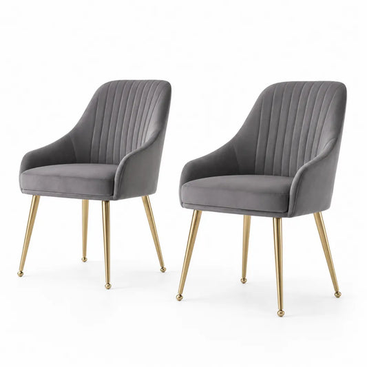 Set di 2 sedie in velluto con gambe in metallo