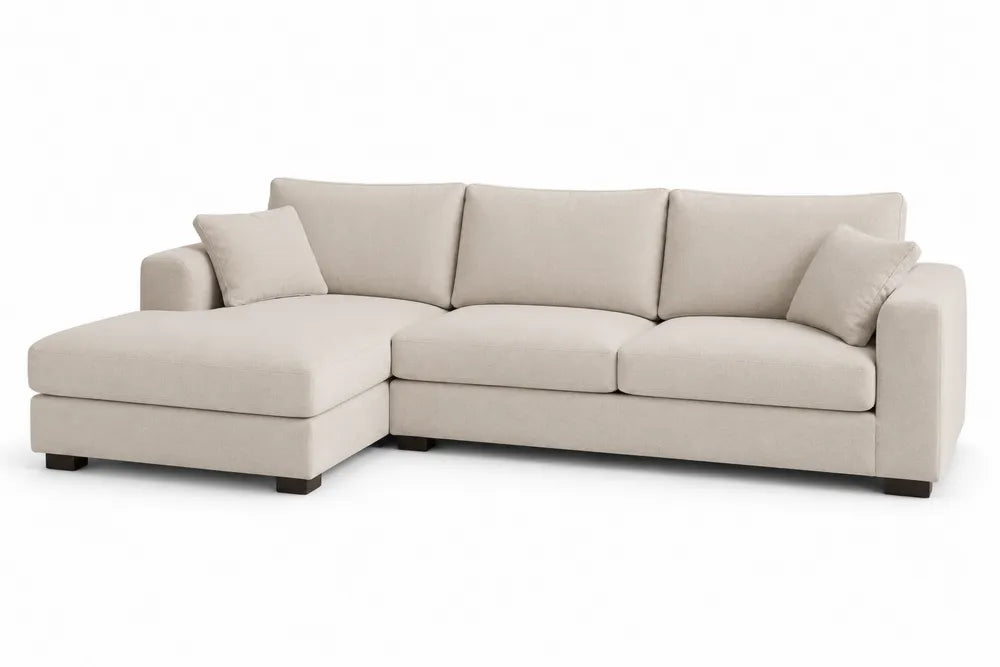 Divano angolare in tessuto con chaise longue