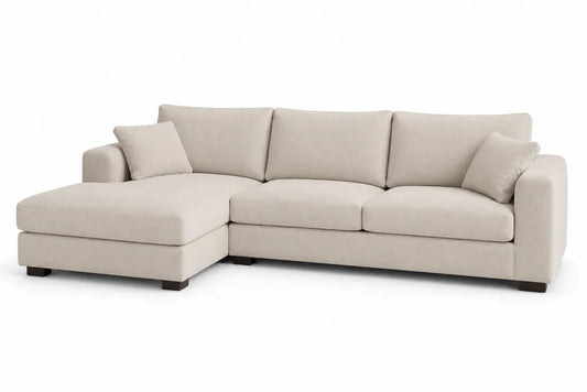 Divano angolare in tessuto con chaise longue