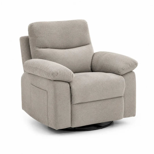 Poltrona in Tessuto Grigio con Base Girevole